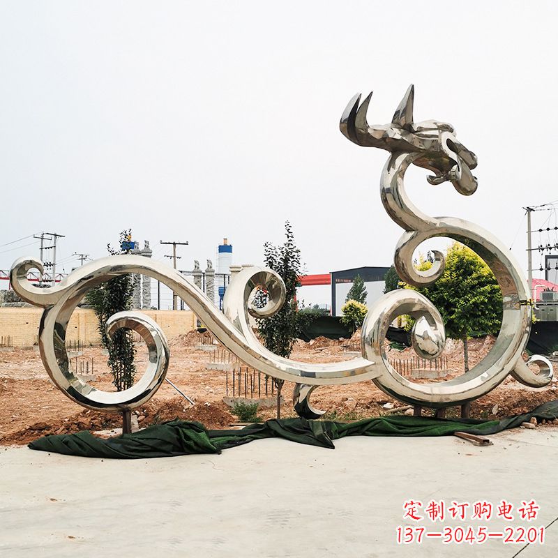 江西不锈钢花边龙形雕塑传承中华文化精髓