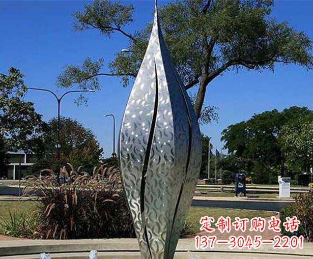 江西不锈钢花骨朵喷泉雕塑精致细节展现精美艺术