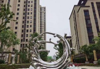 江西不锈钢海浪喷泉雕塑精美雕刻，灿烂绚烂
