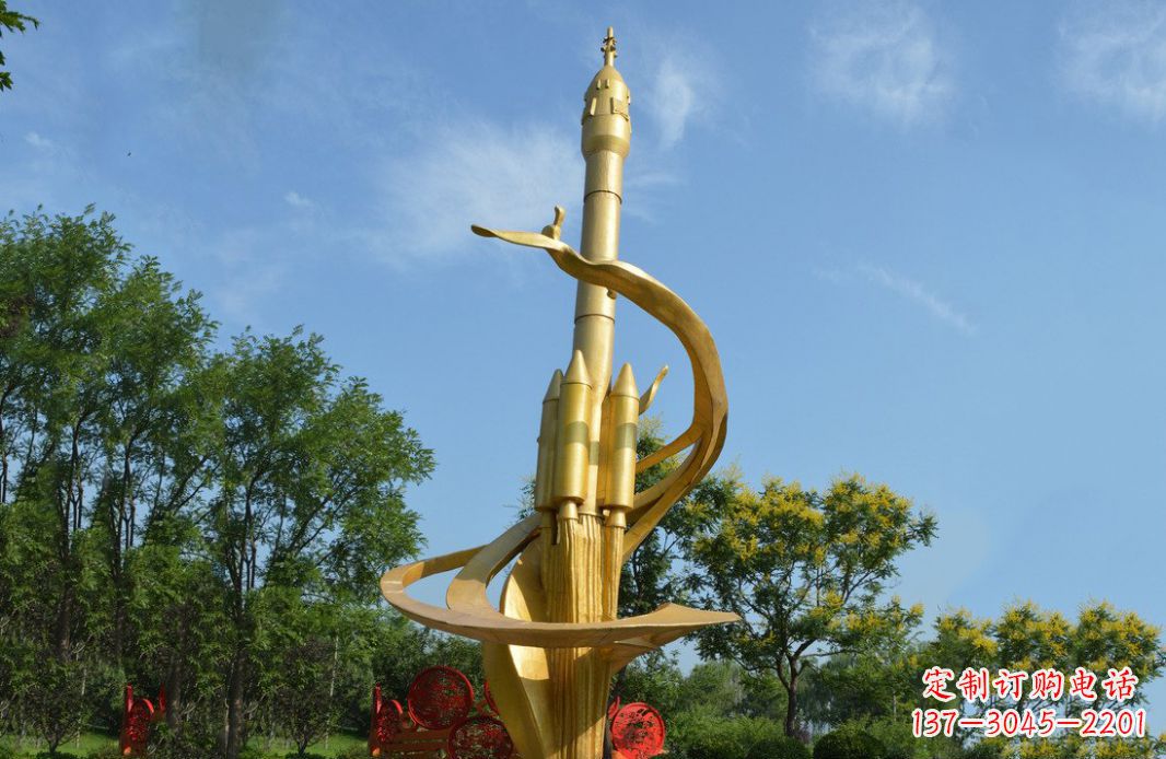 江西火箭飞向蓝天不锈钢火箭广场景观雕塑