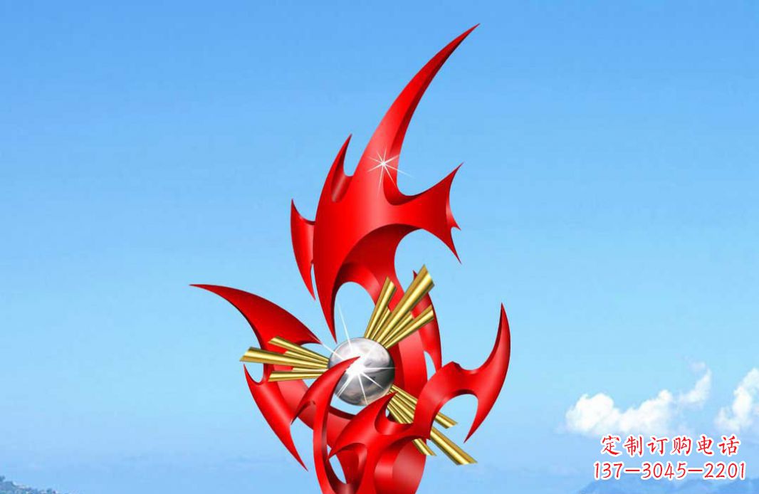 江西不锈钢火苗抽象景观雕塑给城市添彩