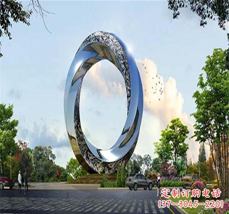 江西不锈钢圆环雕塑美丽的空间装饰