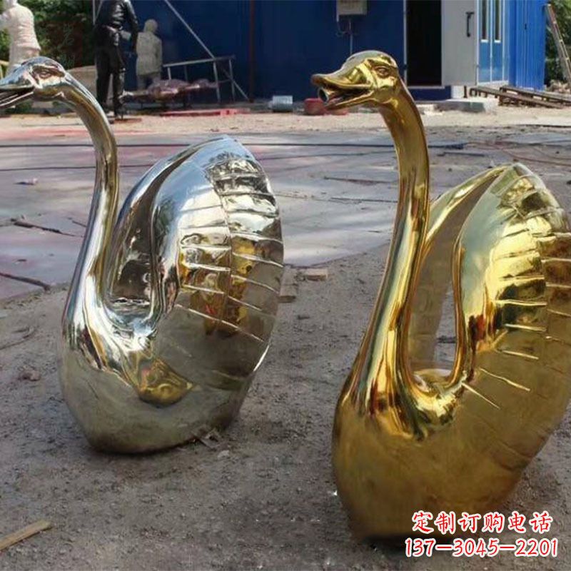 江西不锈钢天鹅雕塑精美而绚丽