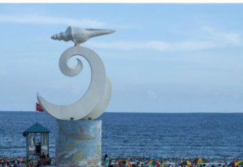 江西海浪与海螺雕塑的结合——不锈钢景区的美景