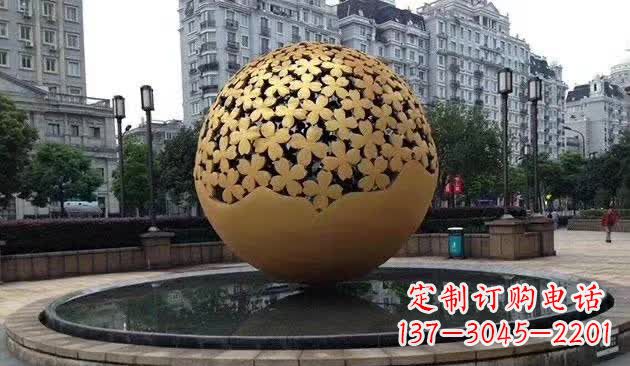 江西不锈钢镂空球喷泉雕塑——精致美观