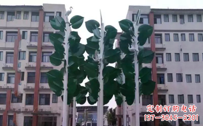 江西浓郁绿意,不锈钢树叶雕塑