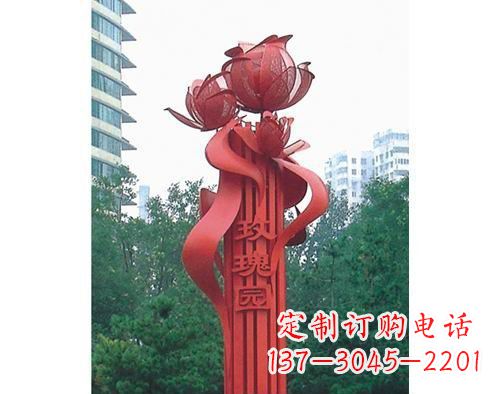 江西不锈钢玫瑰雕塑精美艺术之美