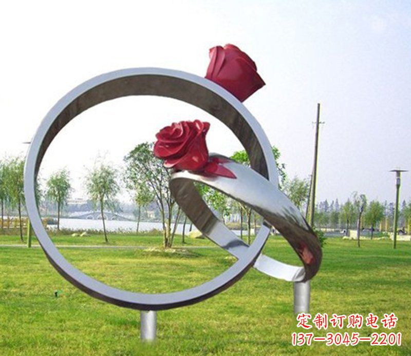 江西不锈钢玫瑰戒指雕塑