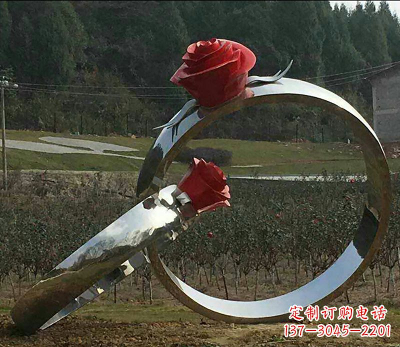 江西不锈钢玫瑰雕塑精美的艺术珍品