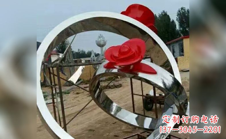 江西不锈钢玫瑰花戒指雕塑