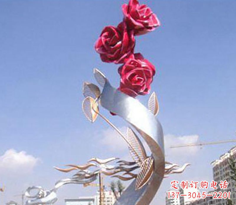 江西不锈钢玫瑰雕塑精美的艺术品