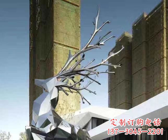 江西梅花鹿雕塑美丽的景观和动物雕塑
