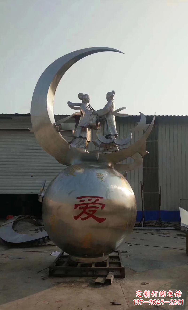 江西不锈钢牛郎织女雕塑传承爱情的象征