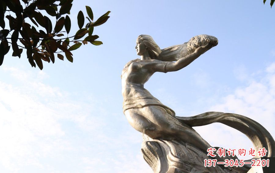 江西女娲传承中华神话的不锈钢雕塑