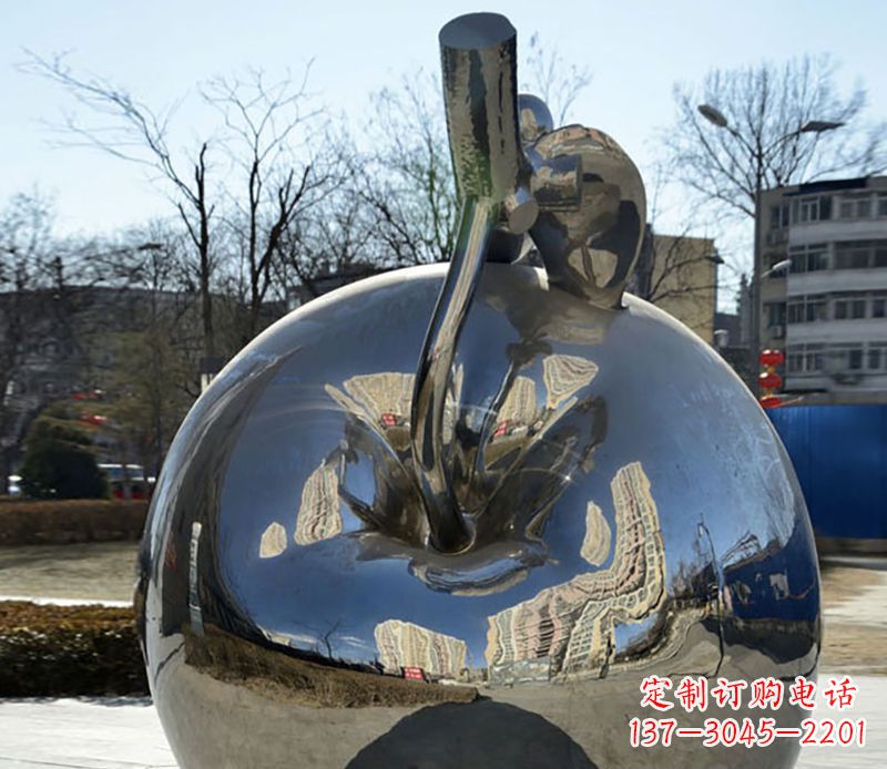 江西不锈钢苹果镜面雕塑精美绝伦