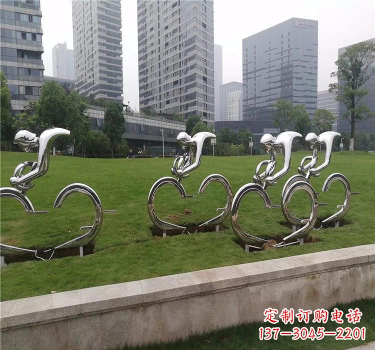 江西不锈钢自行车雕塑美丽的艺术绽放