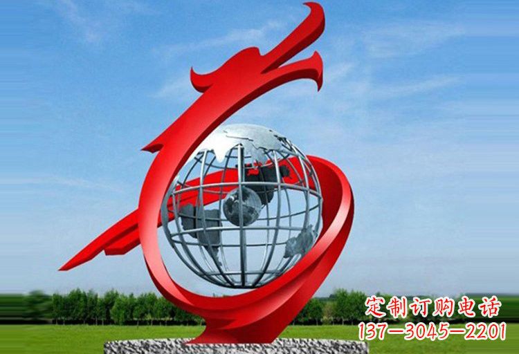 江西不锈钢地球雕塑精美雕塑饰以美丽世界