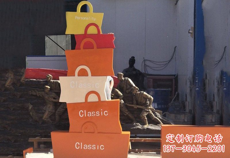 江西不锈钢购物袋雕塑
