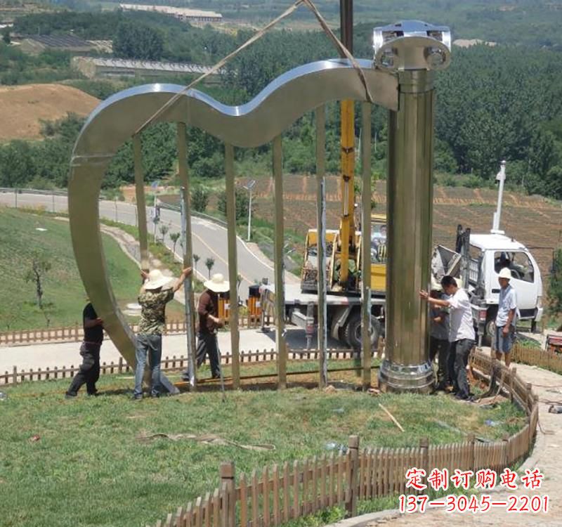 江西音乐美学不锈钢竖琴雕塑