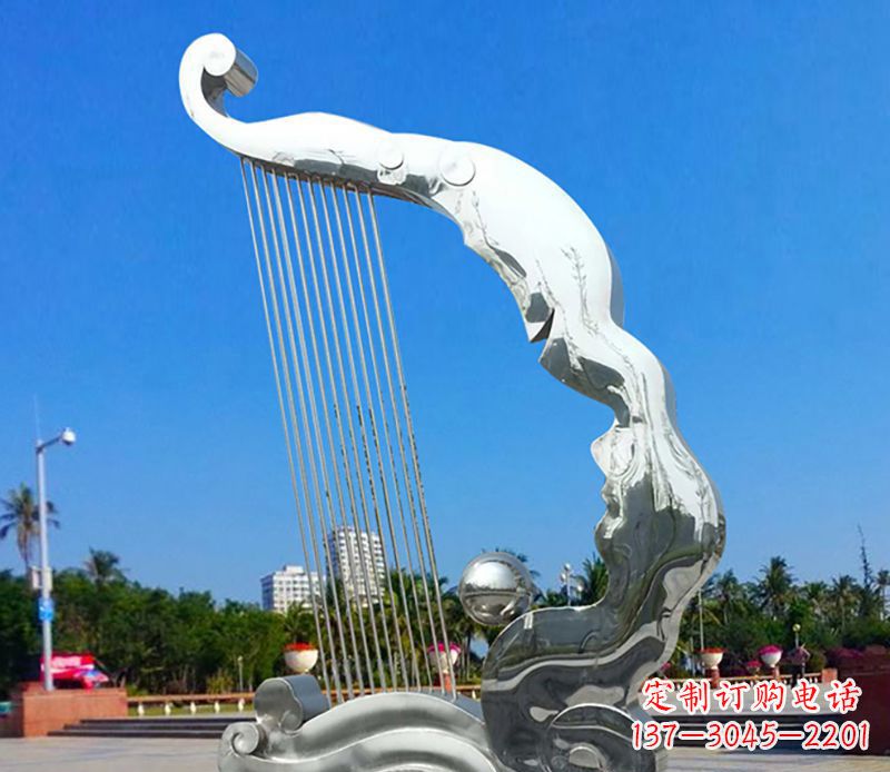 江西不锈钢竖琴雕塑——传承古典音乐之美