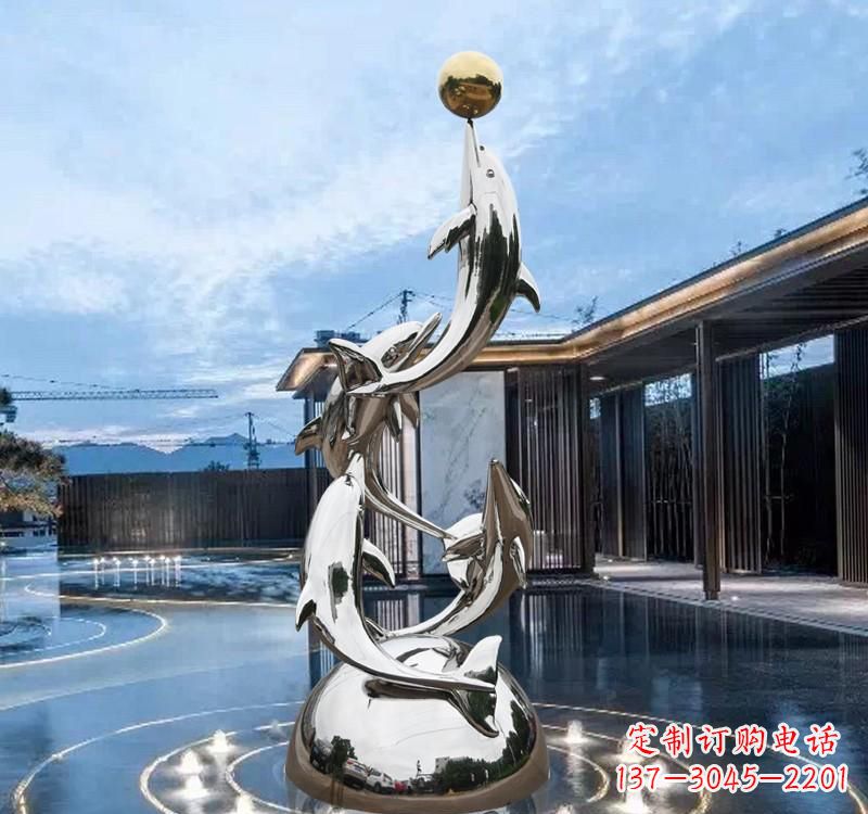 江西海豚的优雅身姿——不锈钢水景雕塑