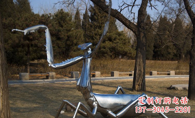 江西不锈钢螳螂园林景观雕塑创意缔造美景