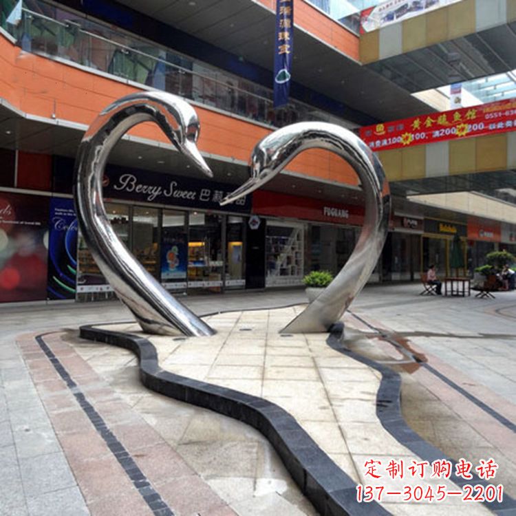 江西不锈钢天鹅爱情雕塑把浪漫永恒的爱情永久凝固
