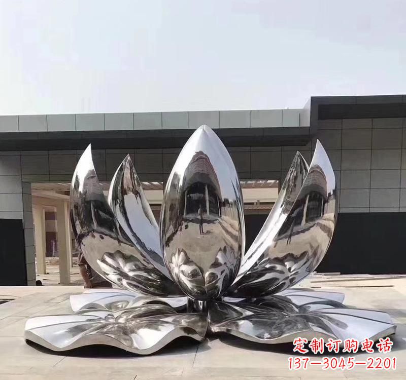 江西不锈钢现代镜面荷花雕塑精美绝伦
