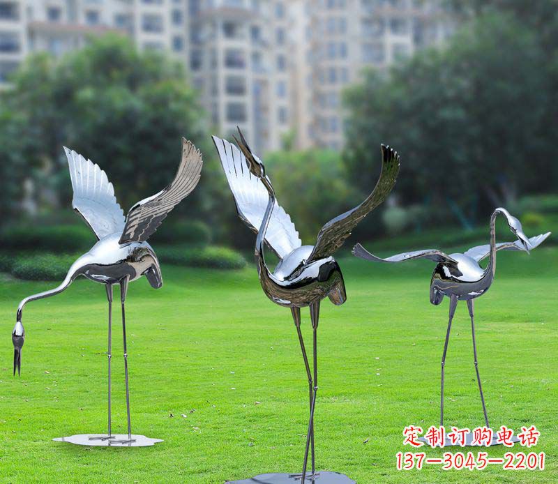 江西不锈钢仙鹤雕塑展现传统文化风采