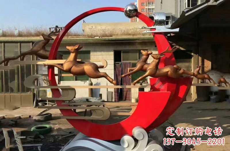江西不锈钢制作的梅花鹿雕塑