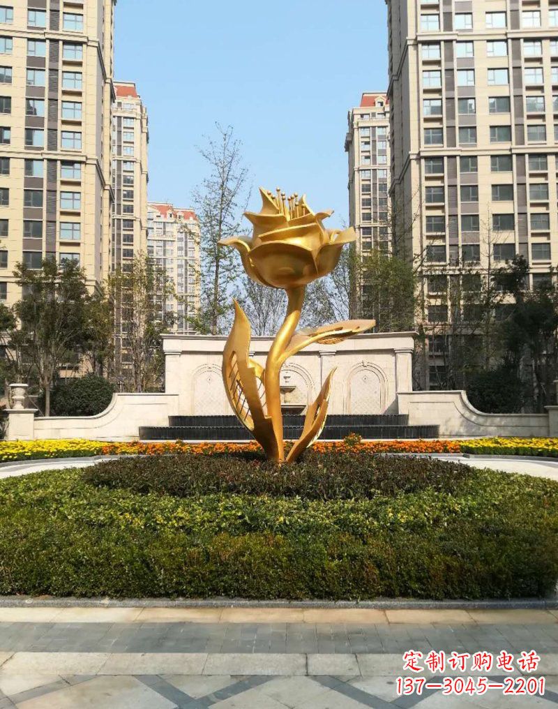 江西不锈钢小区玫瑰花雕塑浓郁情感的视觉体验
