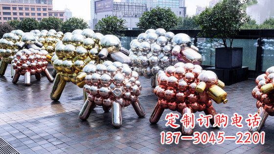 江西不锈钢小羊肖恩抽象动物雕塑