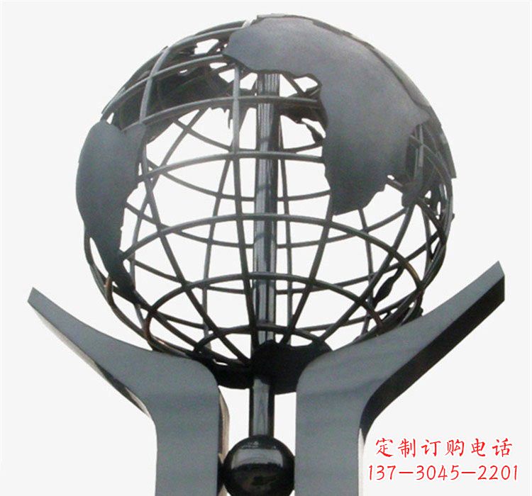 江西象征地球一体的不锈钢校园手托地球雕塑