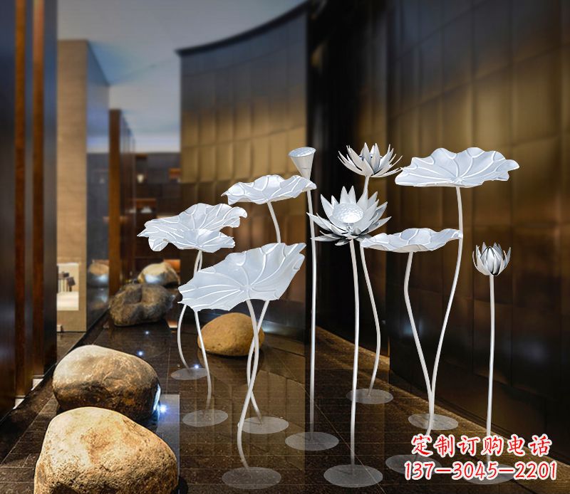 江西不锈钢银色荷花雕塑精美外形魅力无限