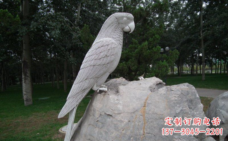 江西不锈钢鹦鹉精美的雕塑艺术