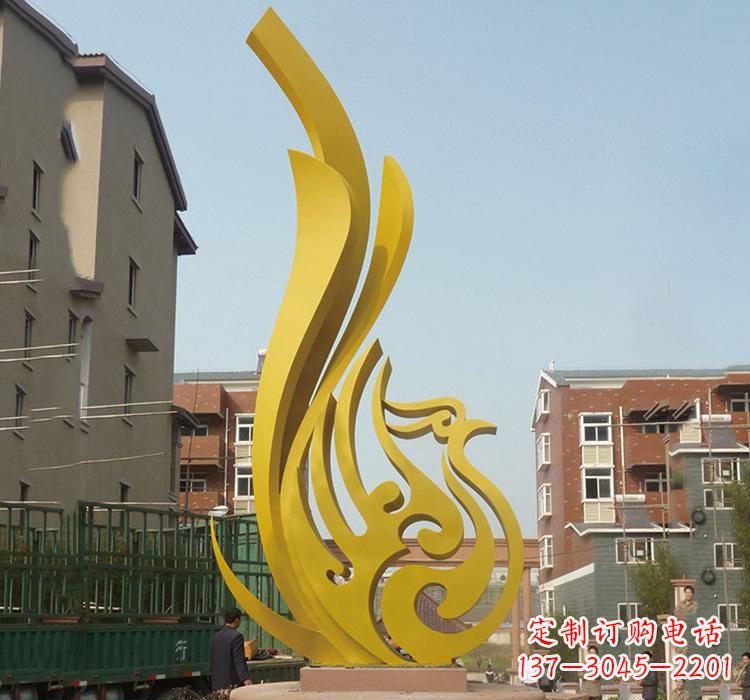 江西静谧的凤凰不锈钢园林雕塑