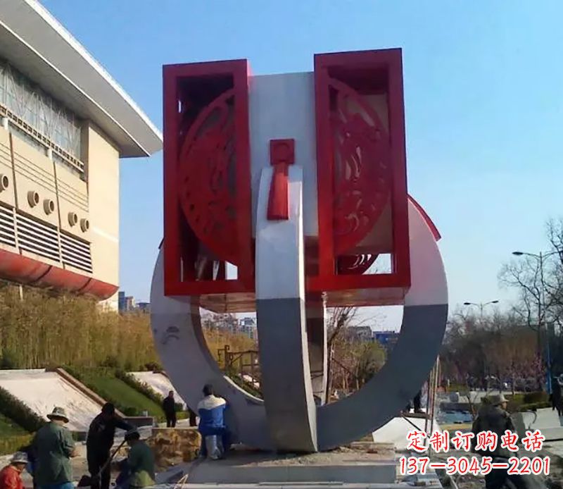 江西不锈钢圆环雕塑象征着永恒的美