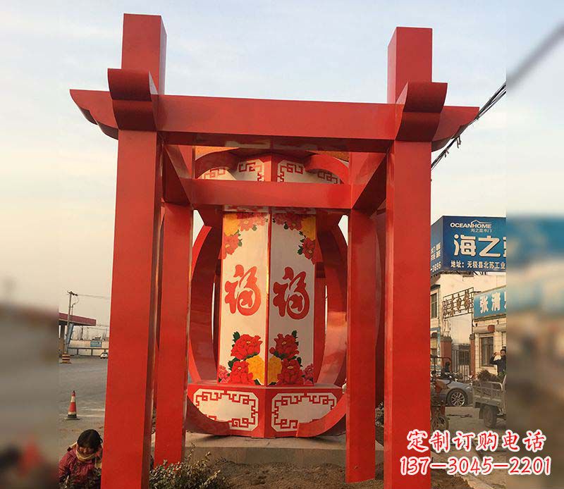 江西不锈钢灯笼雕塑——点亮中国梦