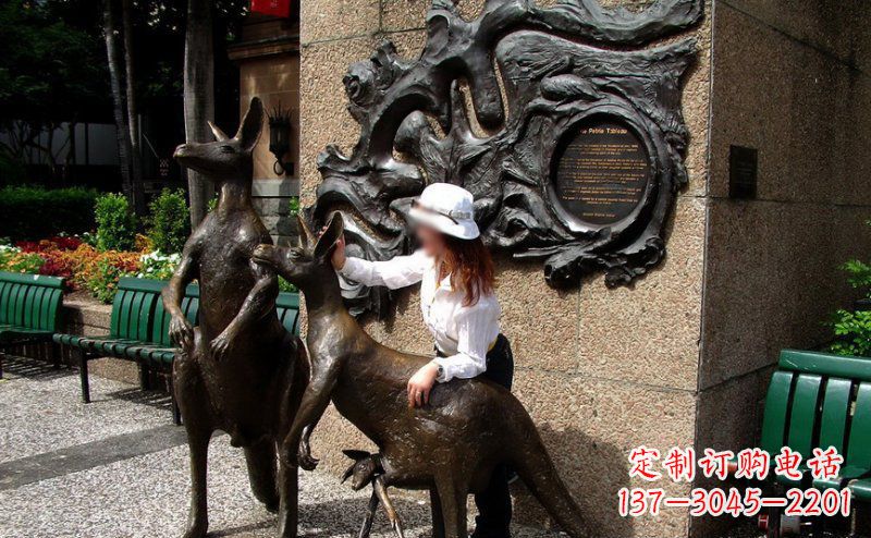 江西袋鼠雕塑——装点步行街的美丽风景