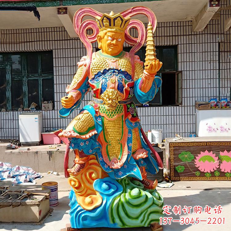 江西彩绘托塔天王玻璃钢雕塑