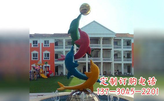 江西彩色不锈钢海豚海洋动物景观标识