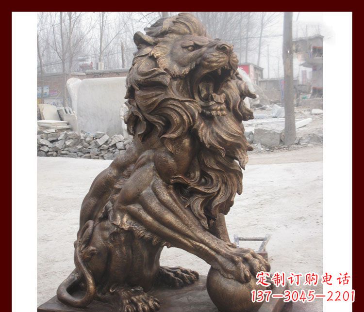 江西传统工艺——踩球欧式狮子铜雕
