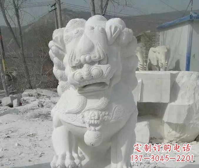 江西狮子雕塑踩绣球石狮子寺庙的独特景观
