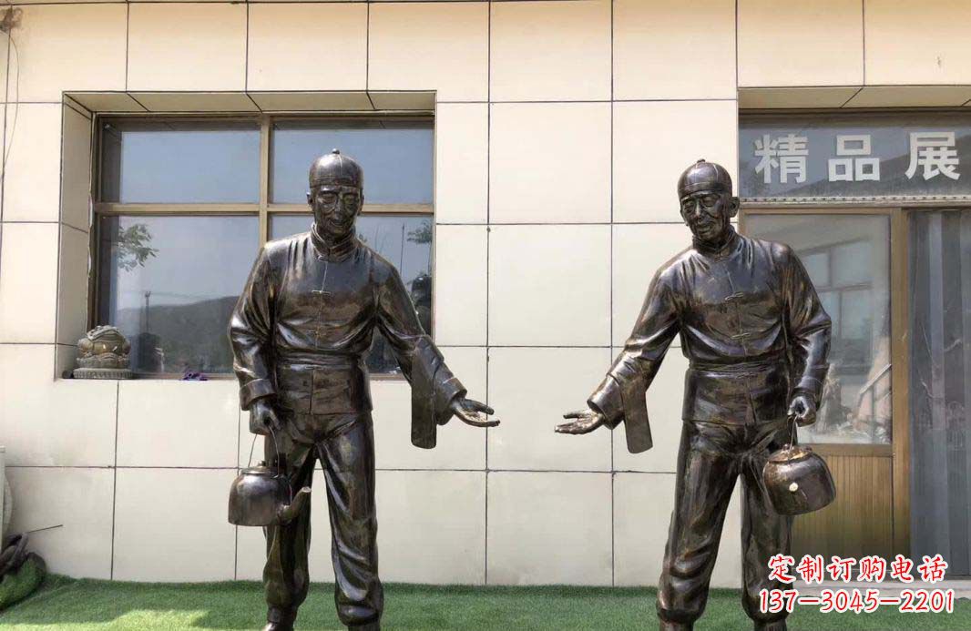 江西茶馆民俗店小二铜雕