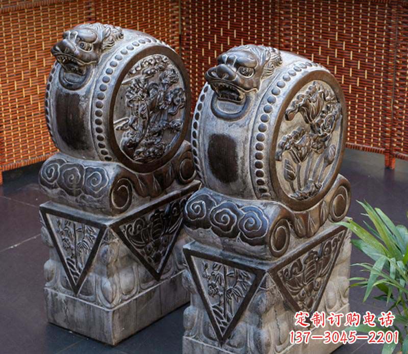 江西仿古石门墩雕塑,提升茶楼景观