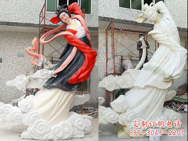 江西嫦娥玻璃钢雕塑-玻璃钢彩绘神话人物雕像