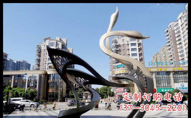 江西城市凝聚的美丽不锈钢天鹅雕塑