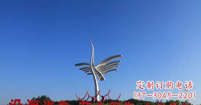 江西城市抽象不锈钢仙鹤雕塑