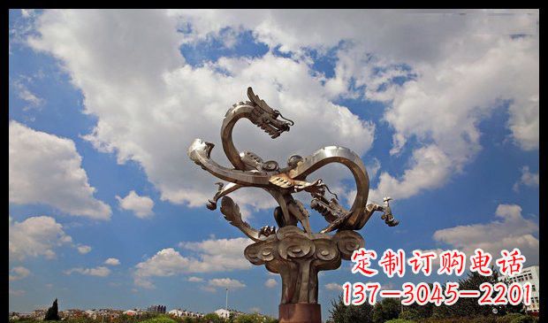 江西城市抽象双龙雕塑