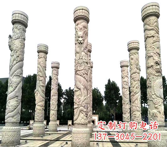 江西精美龙柱雕塑,点缀城市广场